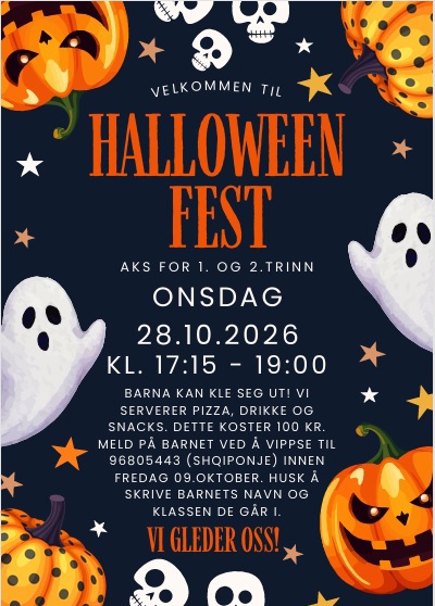 Bilde av invitasjon til halloweenfest med gresskar og spøkelser for base 1