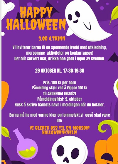 Bilde av invitasjon til halloweenfest med sp&oslash;kelser og gresskar p&aring; base 2