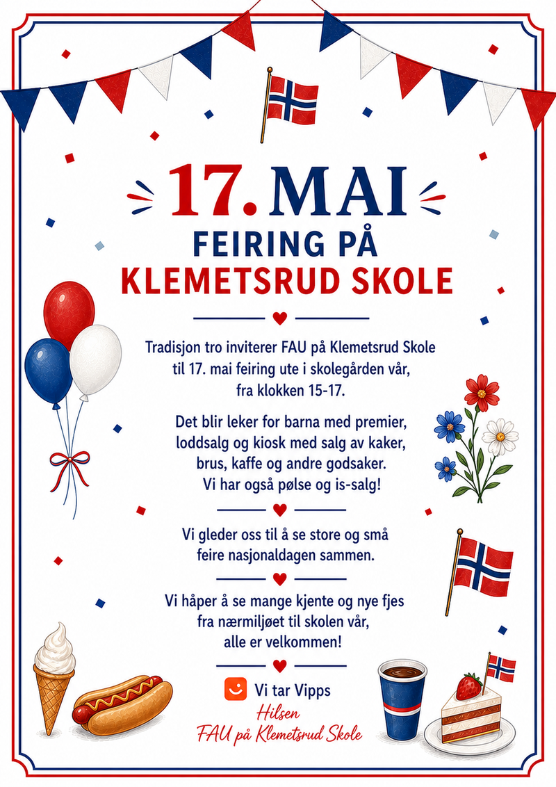 Program for 17.maifeiring i skoleg&aring;rden i regi av FAU
